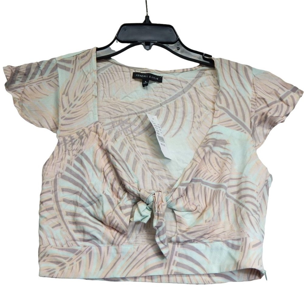 Kendall & Kylie PacSun Womens Hawaiian Print Tie Front Crop Top Size XS
